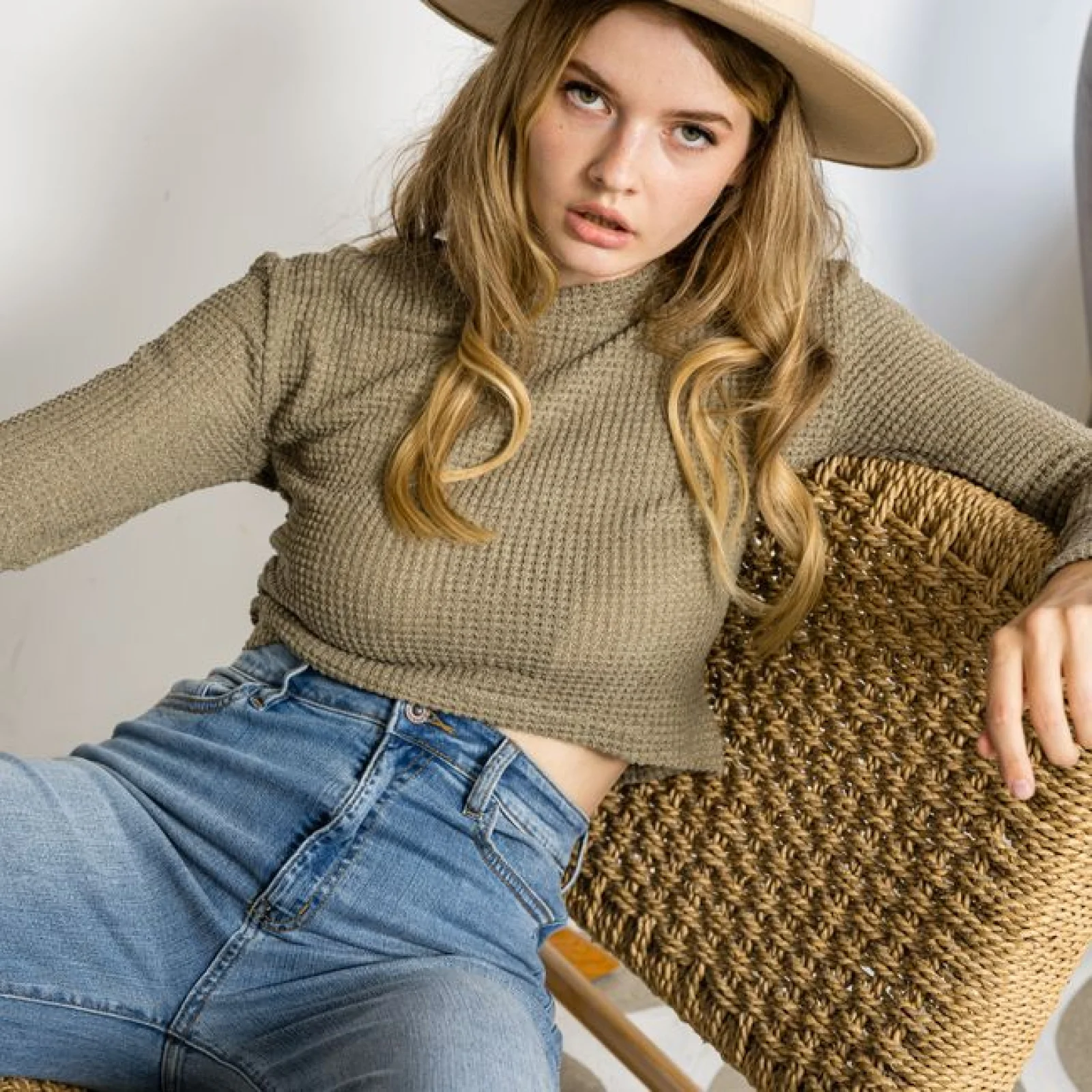 Studio Leather Cable Knit Sweater