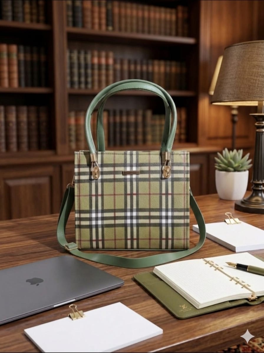 Heritage Plaid Tote — Sage