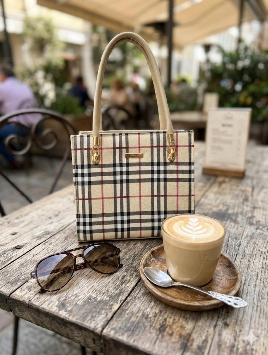 Heritage Plaid Tote — Cream