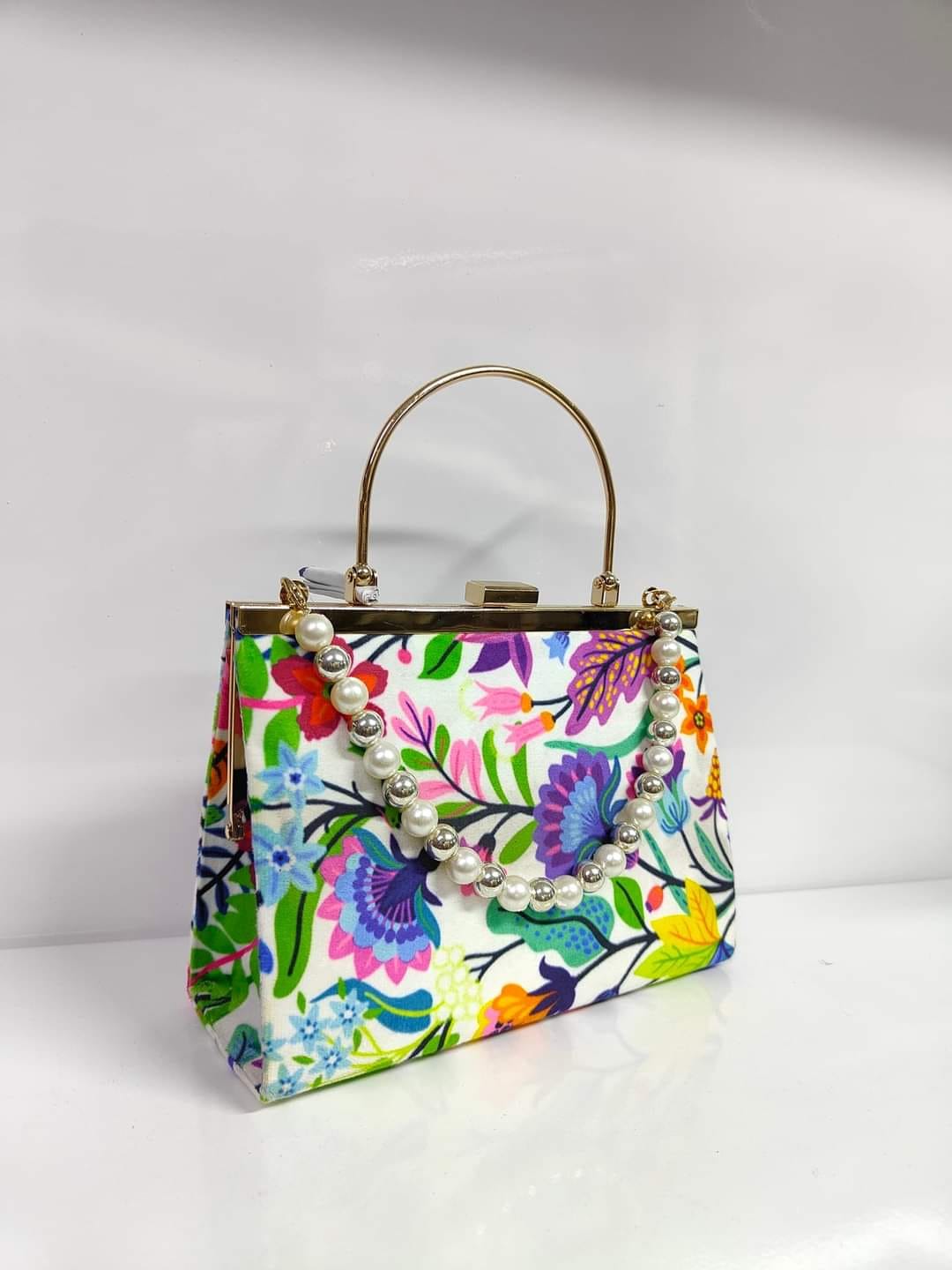 Pearl Handle Clutch — Garden Floral