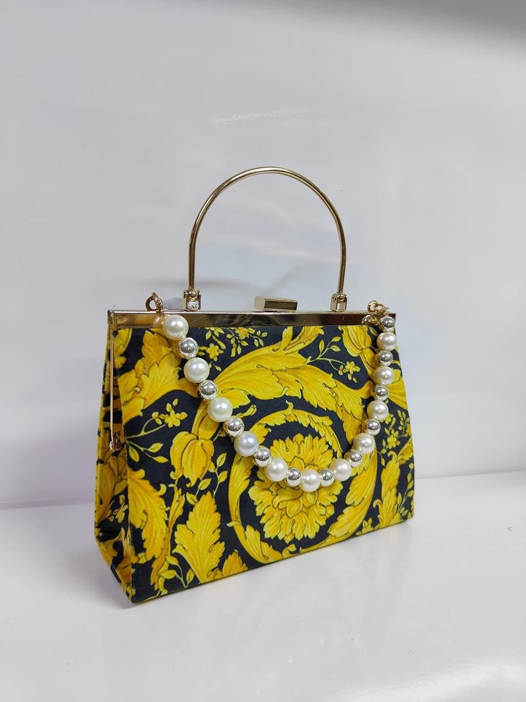 Pearl Handle Clutch — Baroque Yellow