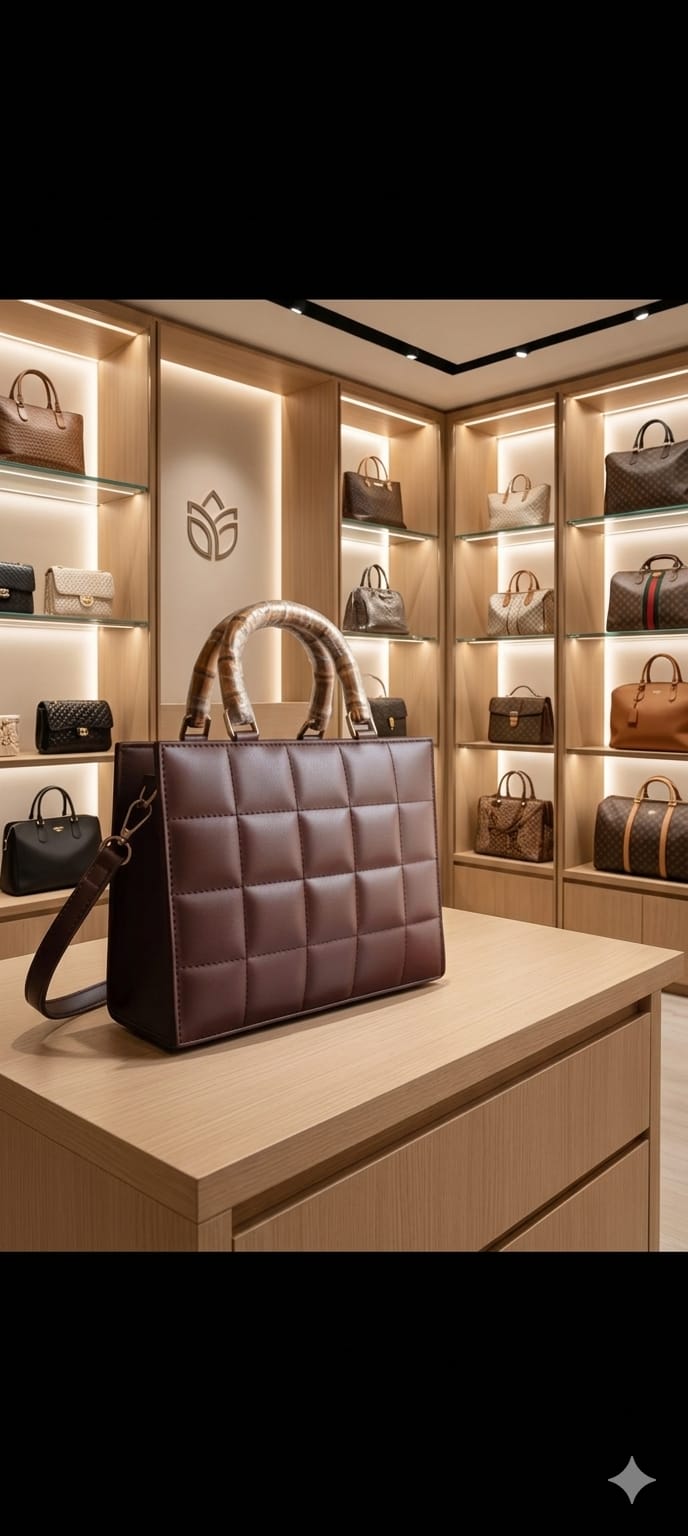 Quilted Bamboo Tote — Chocolate