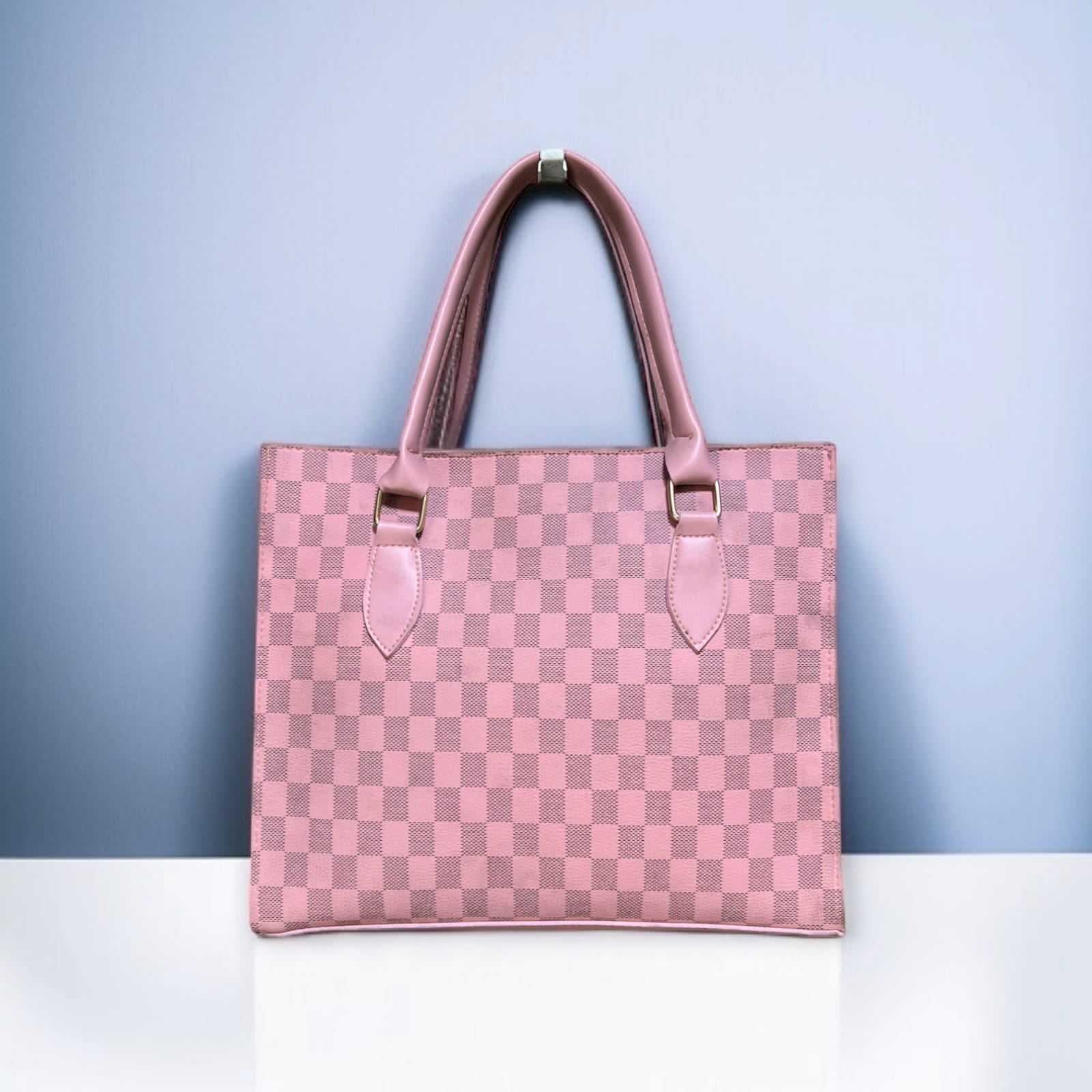 Checker Tote — Blush