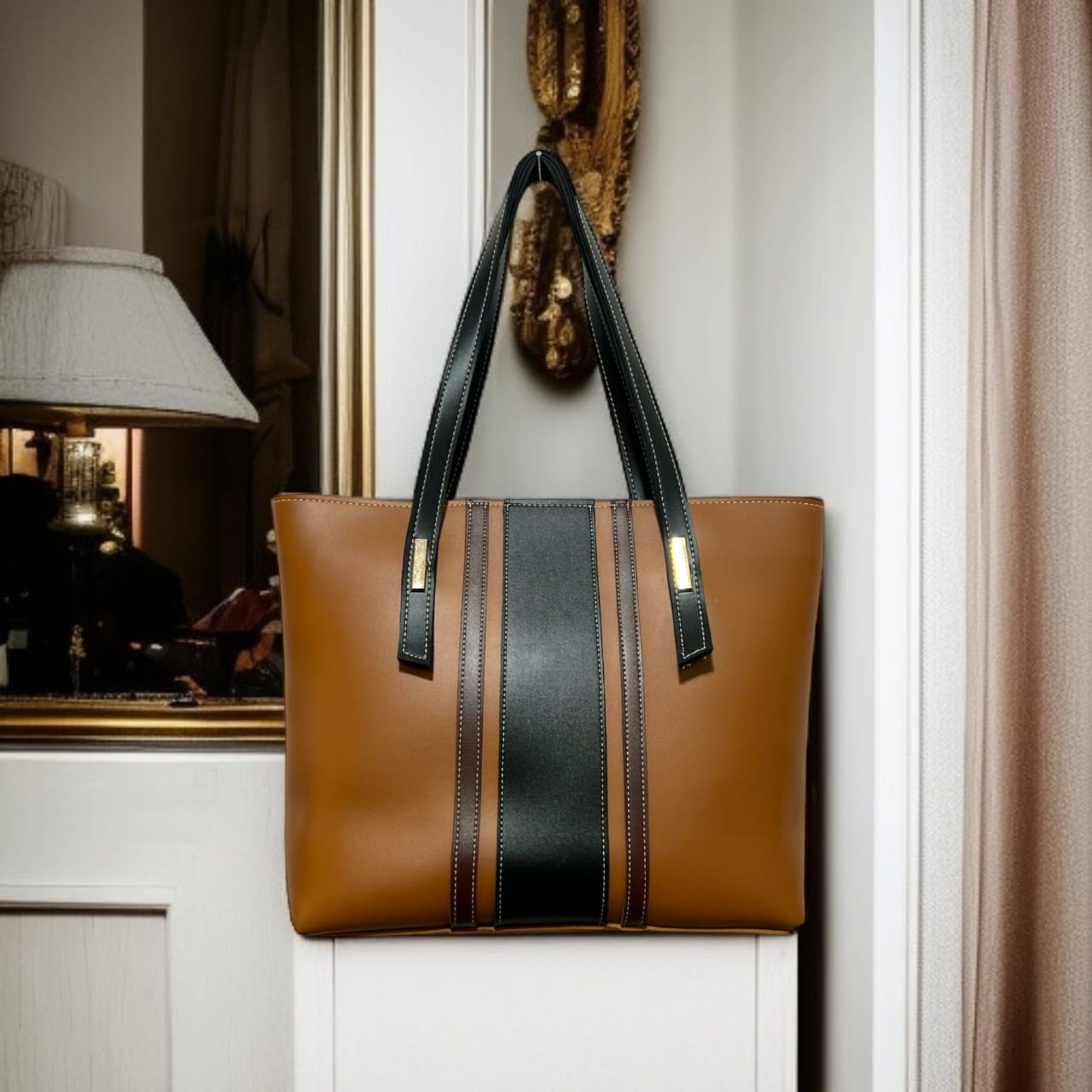 Stripe Shopper — Camel